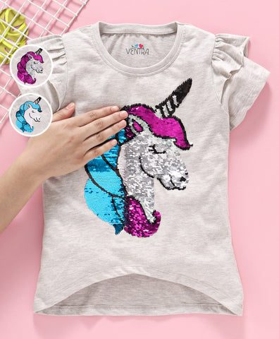 Ventra Magical Unicorn Sequin Top for Girls
