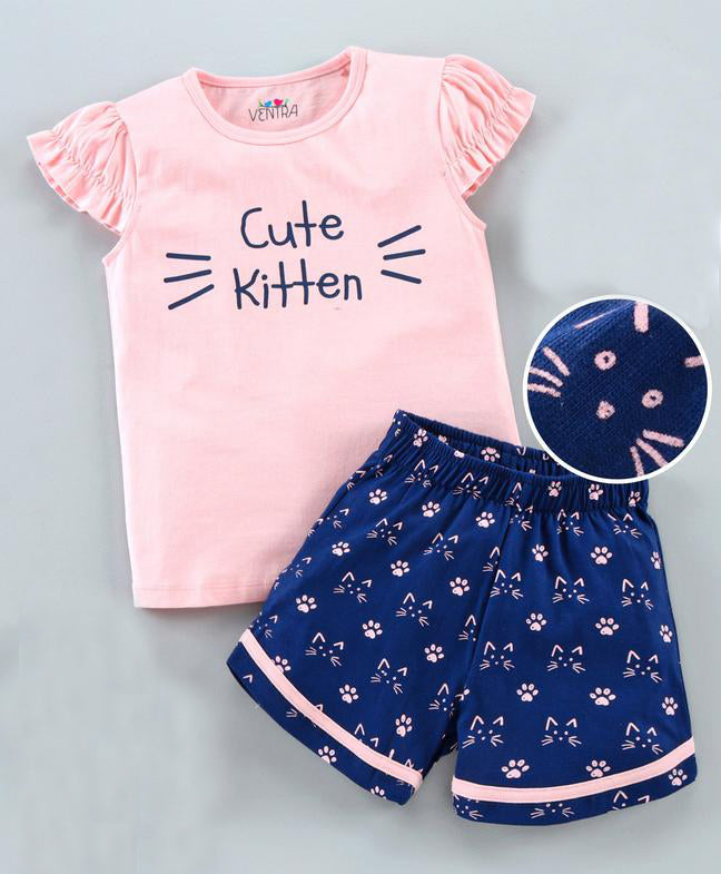 Ventra Cute Kitten Shorts Set