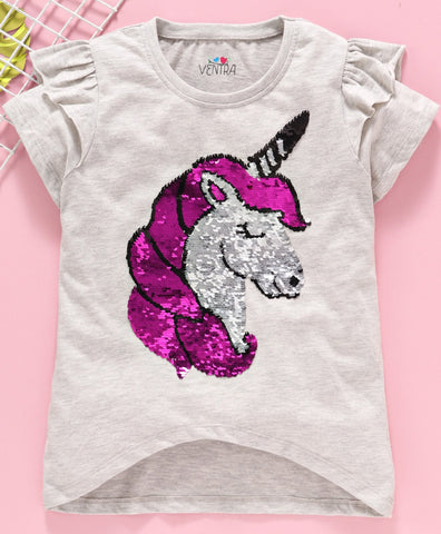 Ventra Magical Unicorn Sequin Top for Girls
