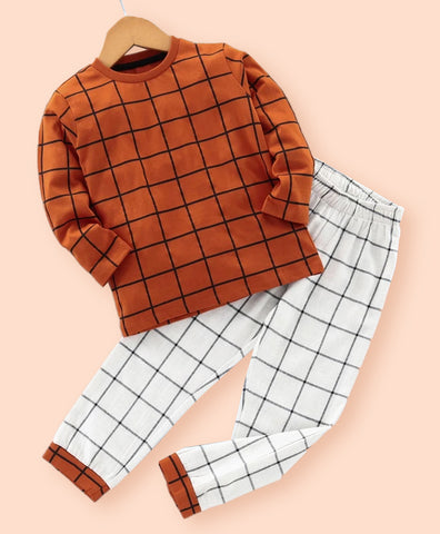 Ventra Boys Checky Orange Nightwear
