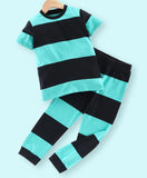 Ventra Boys Striped Blue & Black Nightwear