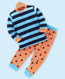 Ventra Boys Blue Orange Stripes Nightwear
