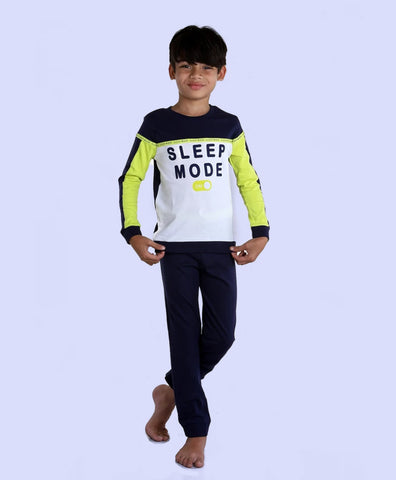 Ventra Boys Sleep Mode Print Night Suit - Blue