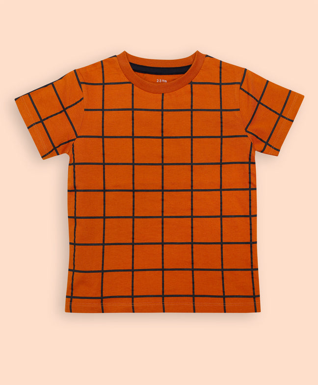 Ventra Checky Orange Shorts Set