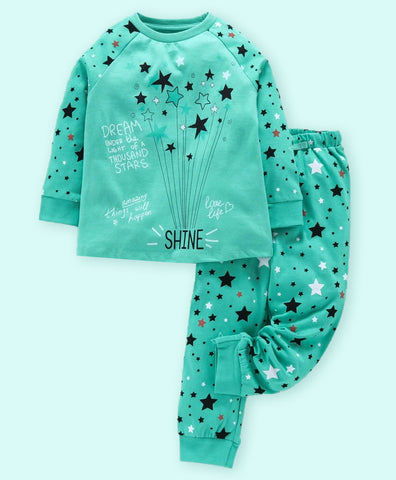 Ventra Girls Shine Star Green Nightwear
