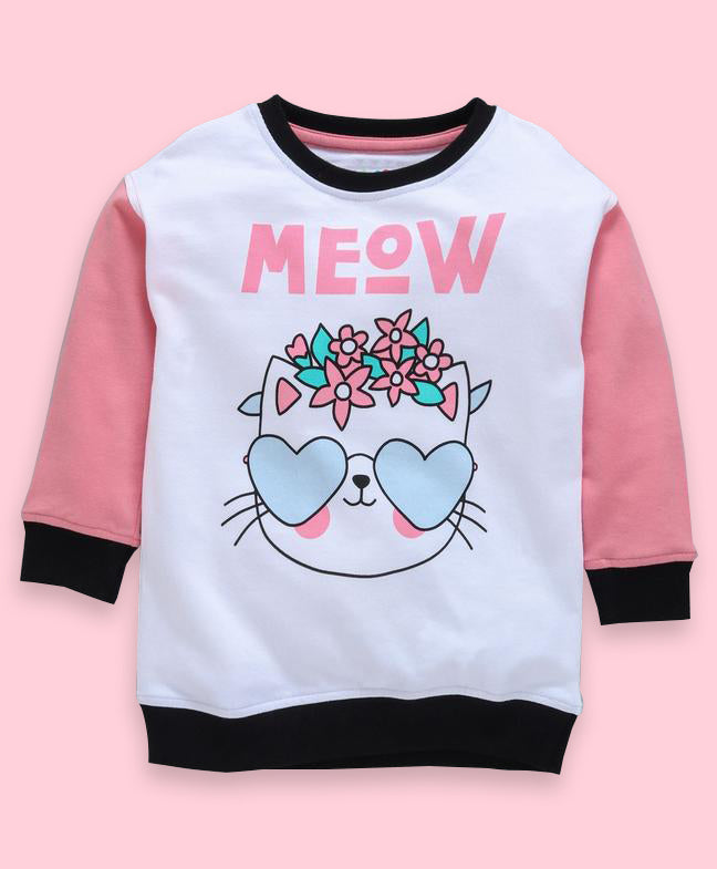 Ventra Girls Cat Printed  Sweatshirt