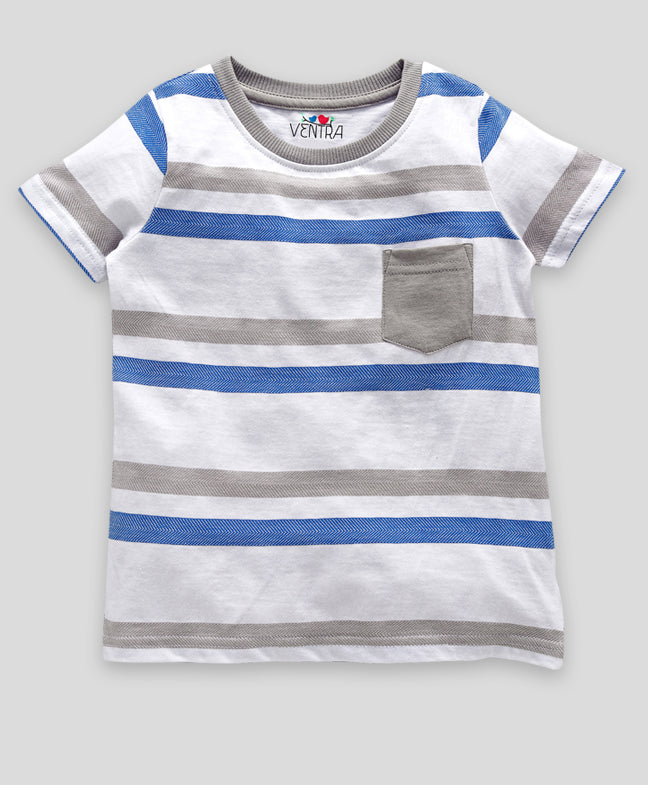 Ventra Jacquard Striped& Oil dyed T-shirt Combo (2 Pcs)
